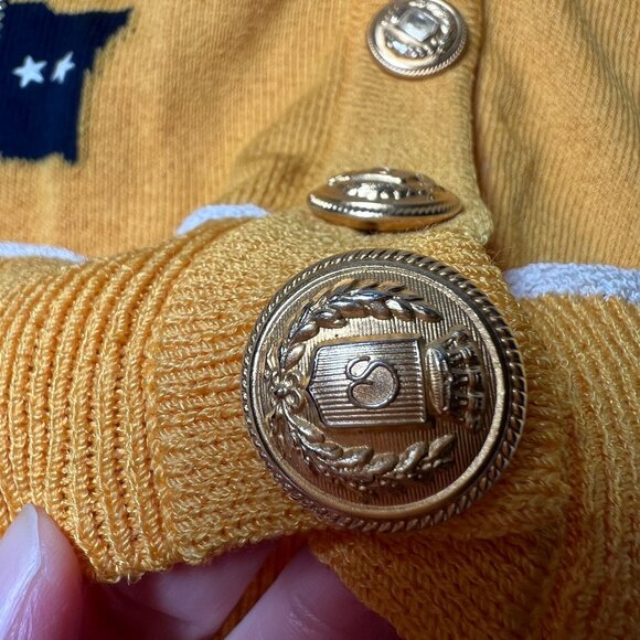 St John Collection by Marie Gray Yellow Nautical Flag Knit Cardigan Sweater S - Picture 9 of 13